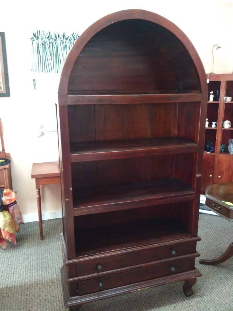Antique Oak Rounded Bookcase