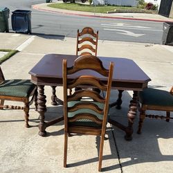 Antique Dining Table With Chairs 