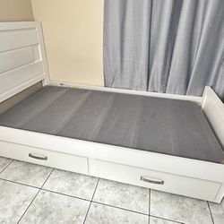 Twin Bed Frame White With Drawer 