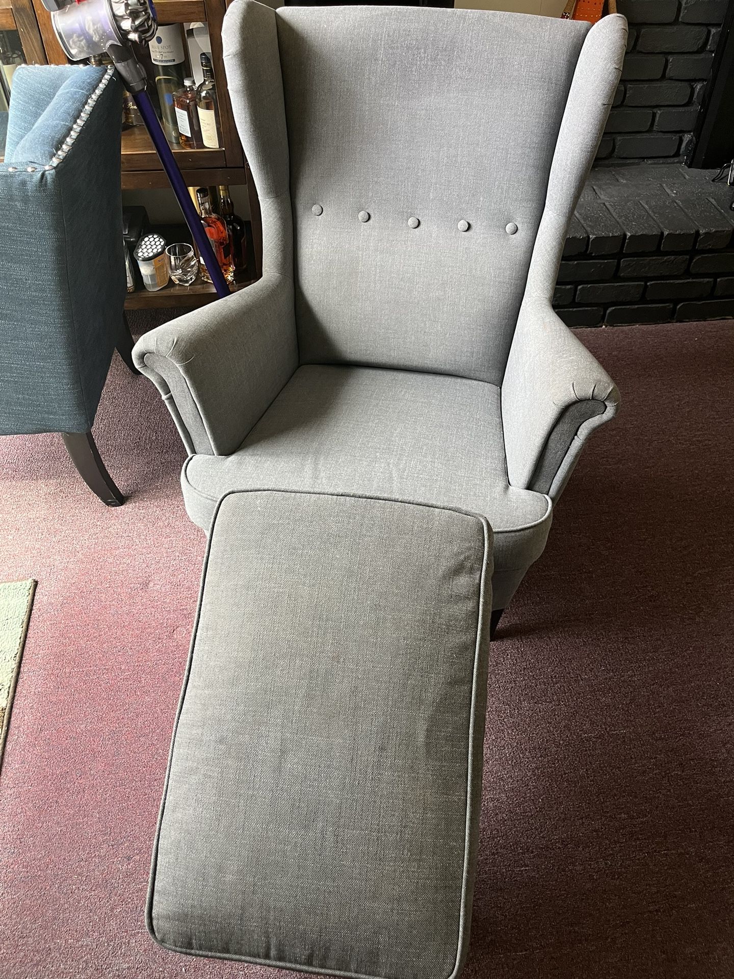 FREE! IKEA Wingback Chair And Footstool