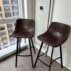 Bar Stools New in Original Packaging’s Brown Leather Snakeskin Pattern Design.