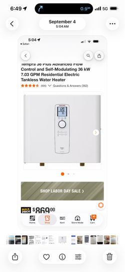Tempra tankless water heater