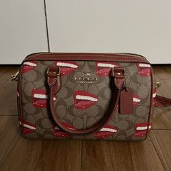 Coach x Tom Wesselmann Lips Print Satchel Bag – Brown/Red