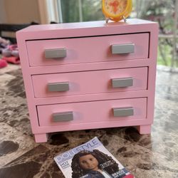 American Girl Pink Nightstand + Yellow Clock. Discontinued Items.