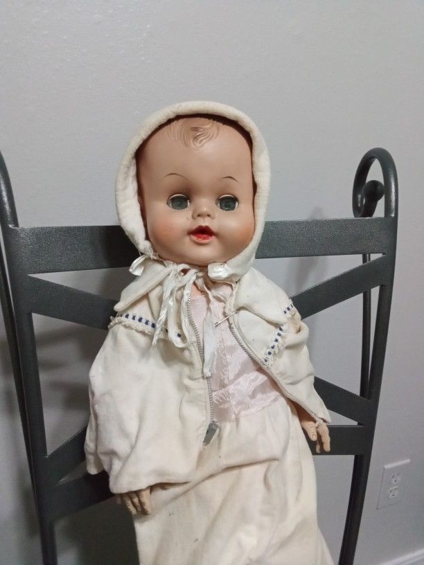 VINTAGE 1950'S-60'S VINYL DRINK/WET BABY DOLL-LARGE 25" UNMARKED