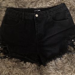 High waisted distress shorts