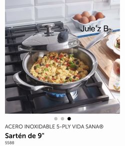 Princess House. Sartén De 9” Vida Sana 5 Ply Nuevo En Su Caja 