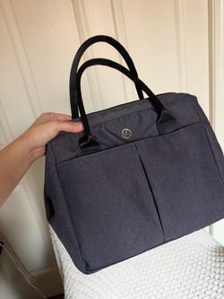 Gray Canvas Lunch Bag with Front Pockets