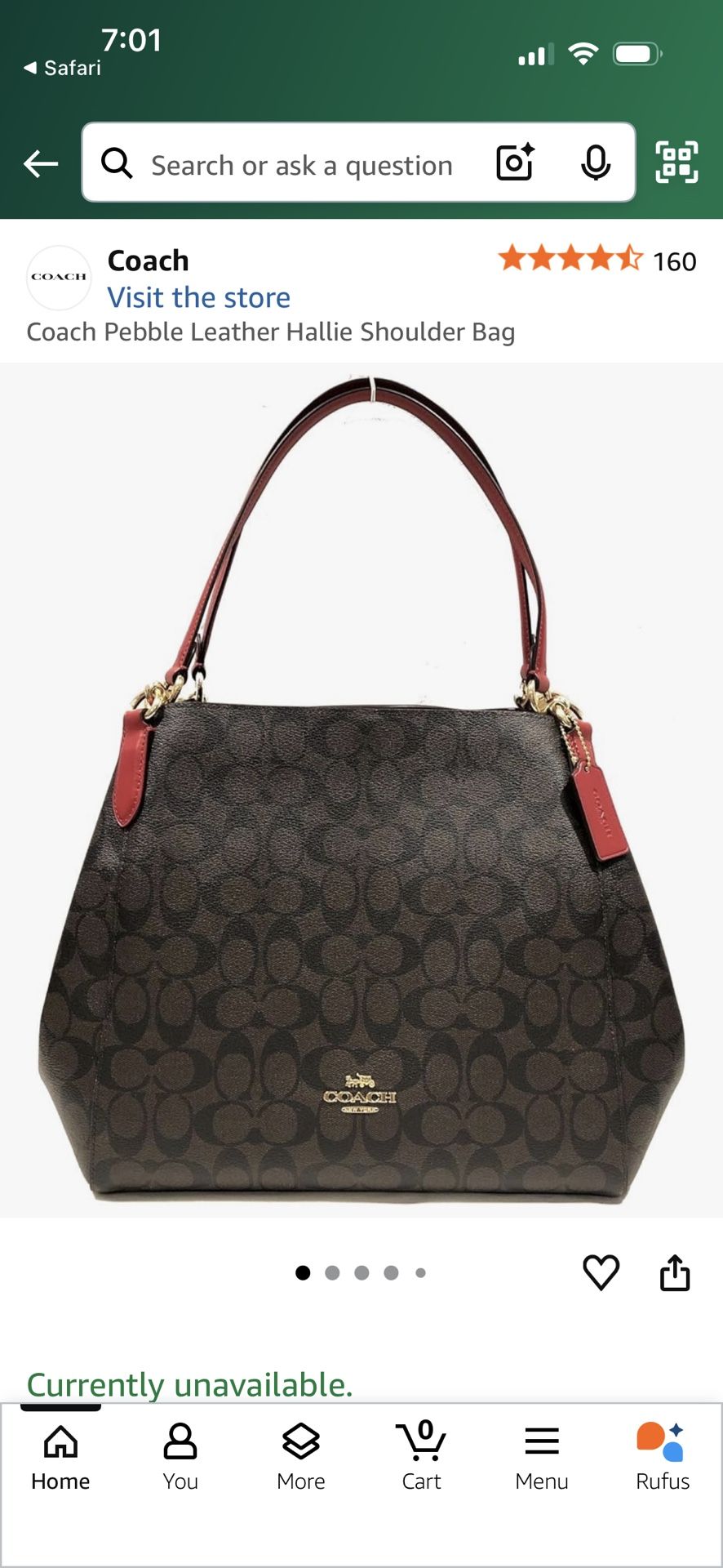 Coach Pebble Leather Hallie Shoulder Bag 