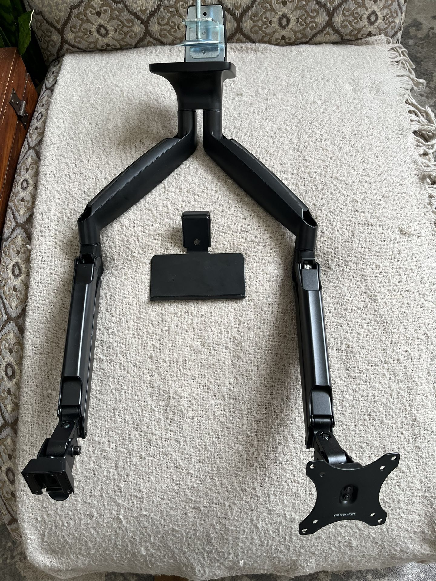 Dual Arm For Desk Monitor/Laptop - Black Metal