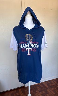 Texas Rangers men’s World Series 2023 blue hooded shirt size medium