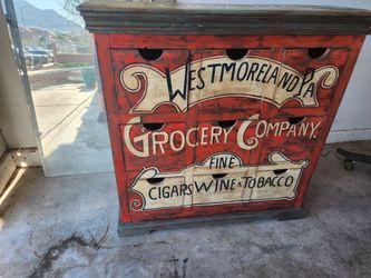 Vintage Wooden Grocery Company Chest of Drawers