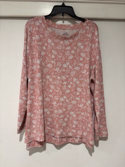 Croft & Barrow Pink Floral Long Sleeve Knit Top