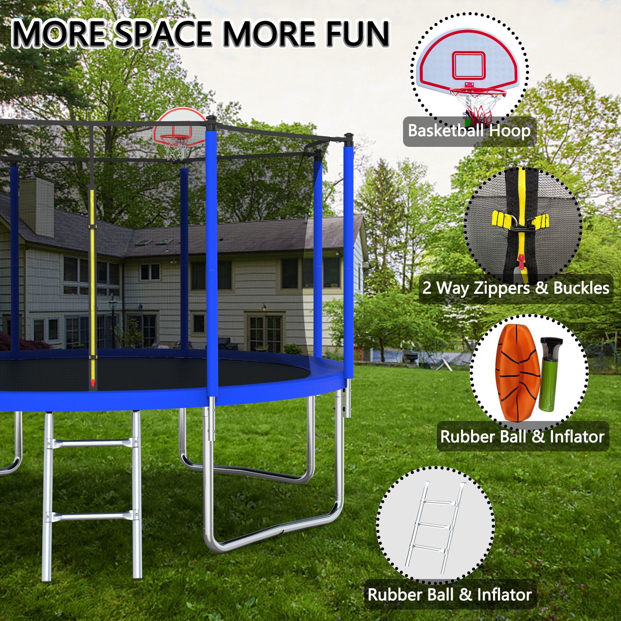 12FT Trampoline for Kids & Adults with Basketball Hoop and Ball ,Recreational Trampolines with Safety Enclosure for Back Yard Outdoor,All Products : American Fashion Style Bags On Sale