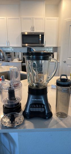 Hamilton Beach Blender and Food Processor Combo for Shakes & Smoothies, With 3 Cup Electric Food Chopper Attachment, 40 oz Glass Jar, Blender Travel C