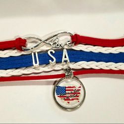 3 USA leather Bracelet(3 Pcs)