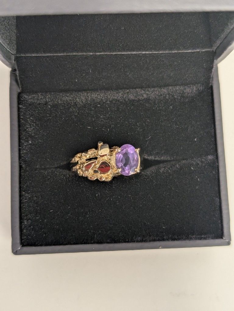 Yellow Gold & Amethyst Nugget Ring