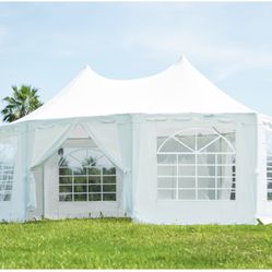 Tienda de fiesta de 20ftx14.5ft Carpa de boda octágono grande de 8 paredes Tienda de campaña al aire libre Gazebo - Blanco