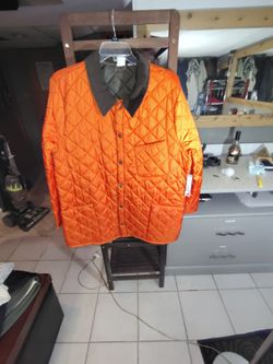 Orange Quilted Jacket with Olive Collar – XXL