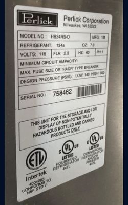 Undercounter refrigerator - Perlick HB24RS 24” ADA Compliant single door refrigerator