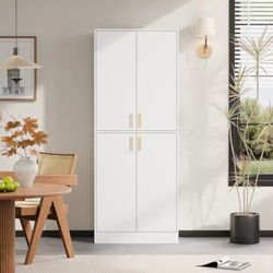 71 Tall Wood Kitchen Pantry Cabinet with 4 Doors and Shelves Freestanding Storage Cupboard for Dining Room Living Room Bathroom