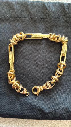 Beautiful Solid 14K Gold Aztec Greca / Interlocking Geometric Bracelet