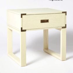 Brand New (SET OF 2 ) Threshold Blue Creek Campaign Side Table Cream 