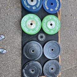 Rogue Olympic Bumper Plates Set – CrossFit Games 45s + Aluminum Hub Plates (Home Gym / CrossFit)