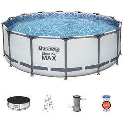 Bestway - Steel Pro MAX 14'x48" Round Above Ground Swimming Pool with Pump & Cover