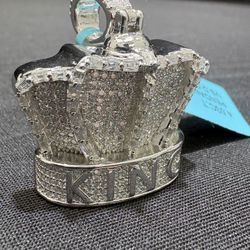 King Crown Pendant 4.03 C.T Moissanite SS VS.D Color