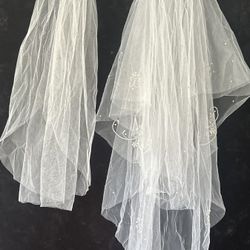 $79🏷️ Custom Wedding Veil with Matching Beadwork from Dress – One of a Kind!