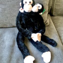 FIESTA CHIMP CHIMPANZEE MOM & BABY BLACK MONKEY STUFFED ANIMAL PLUSH Hang TAG