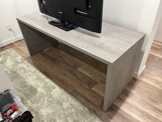 Modern Light Grey Concrete-Look TV Stand