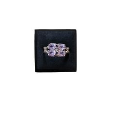Size 7 925 Sterling Silver Thailand Cubic Zirconia Amethyst Ring