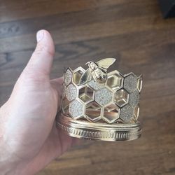 Golden Bee Honeycomb Candle Holder / Decor