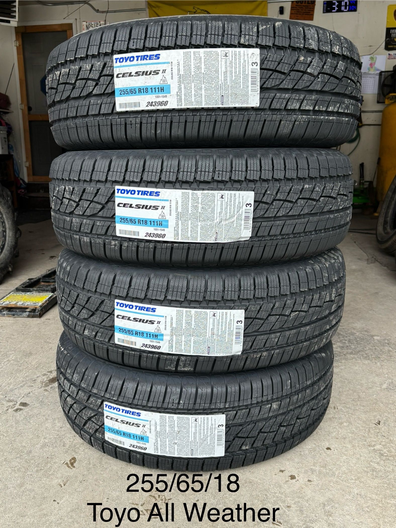 (4) - 255/65/18 Toyo Celsius II All Weather Tires
