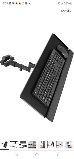 VIVO Universal 26 Inch Keyboard and Mouse Tray Pole Mount, 360 Degree Rotation, Neutral Writing Position, Black, Mount-POLEKB