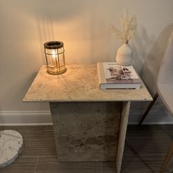 Travertine Side Table 