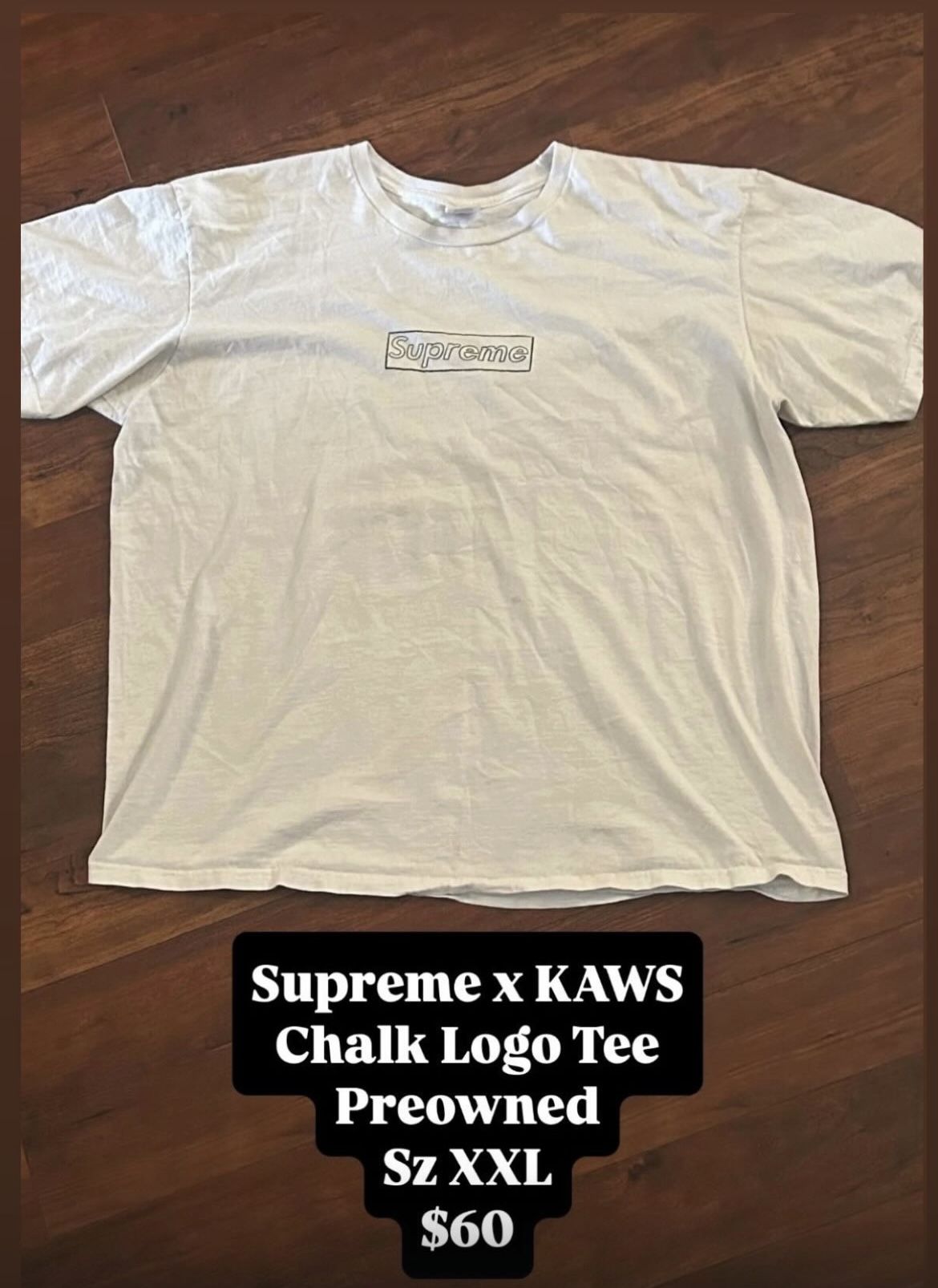 Supreme x KAWS Chalk Logo Tee Like New Size XXL