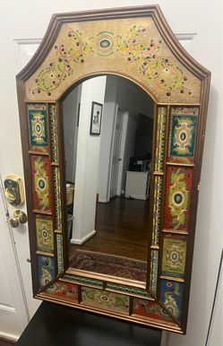 Large Ornate Gold Arched Wall Mirror Floral Peruvian Style