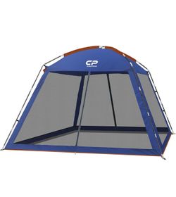 CAMPROS CP Screen House 10 x 10 Ft Screened Mesh Net Wall Canopy Tent Screen Shelter Gazebos for Patios Outdoor Camping Activities - Blue
