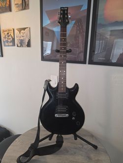 Ibanez Electric Guitar with Custom Strap and Stand