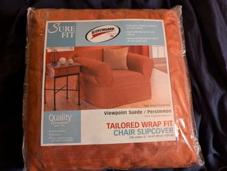 Tailored Wrapfit Chair Slipcover - Suede Persimmon