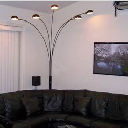  5 Arm Arch Floor Lamp, Metal, Black