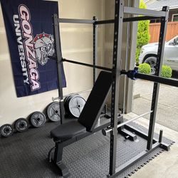 Workout Bench + Rack + Weights 
