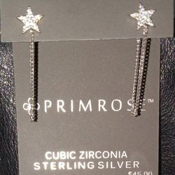 CUBIC ZIRCONIA AND STERLING SILVER EARRINGS 