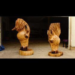 Pair Of Wooden Horses 