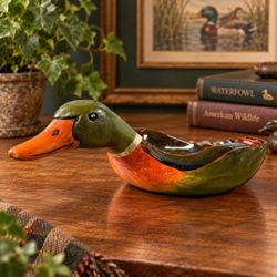 The Townsends Vintage Mallard Duck Ceramic Ashtray 12" Signed Art Pottery