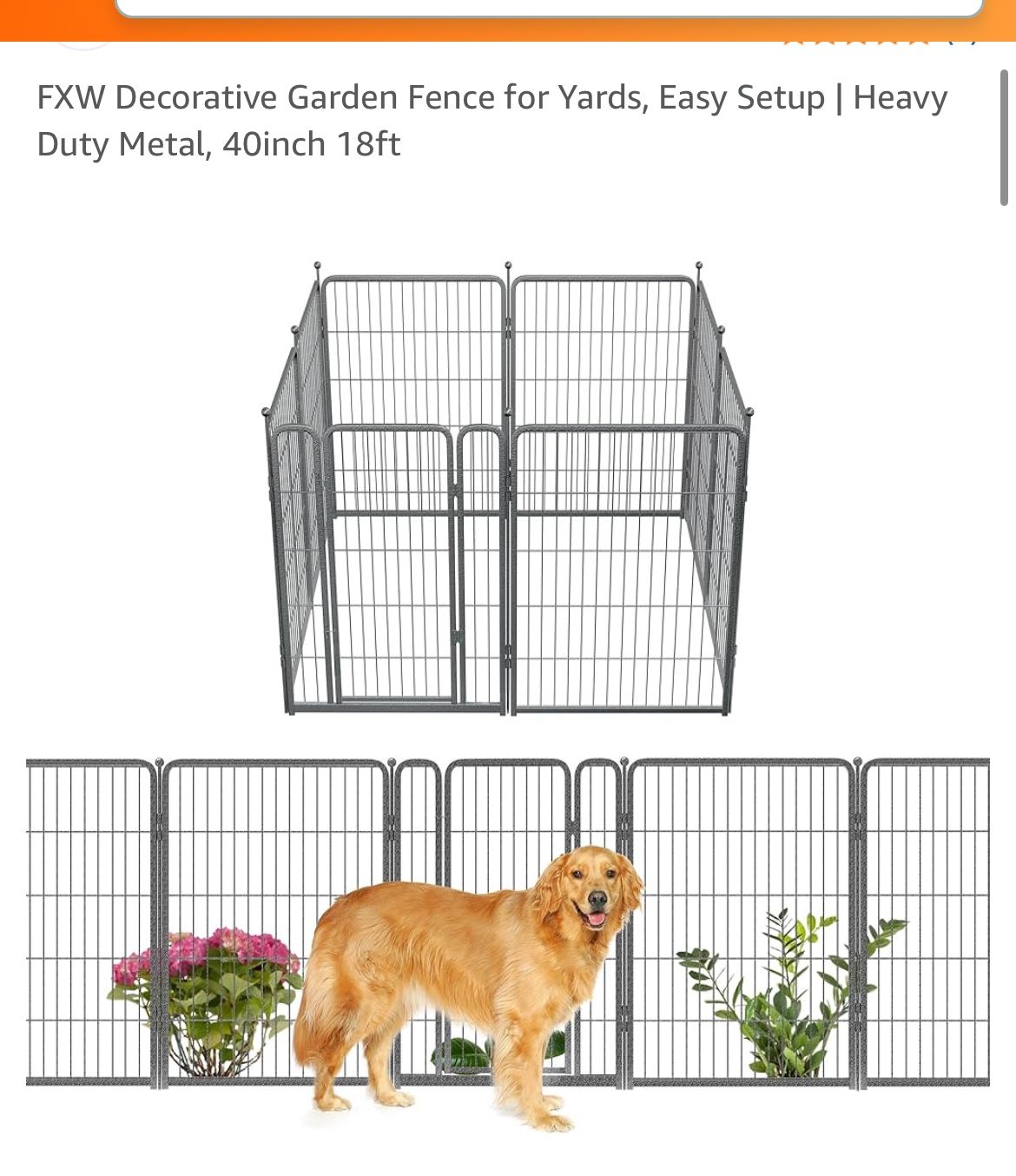 New! FXW Decorative Garden Fence for Yards, Easy Setup | Heavy Duty Metal, 40inch 18ft