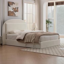 Upholstered Hydraulic lift storage Bed - Like new